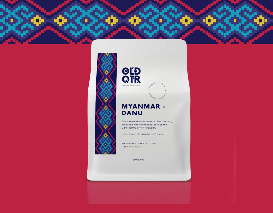 Old Quarter Coffee Merchants  - Ethical Organic Direct Trade Specialty Coffee Roasted in Ballina Australia - Rare Organic Specialty Coffee from Southeast Asia - Myanmar - Danu (Filter Roast) - Black Coffee - Danu Coffee Cherries drying in fields as workers attend to the process